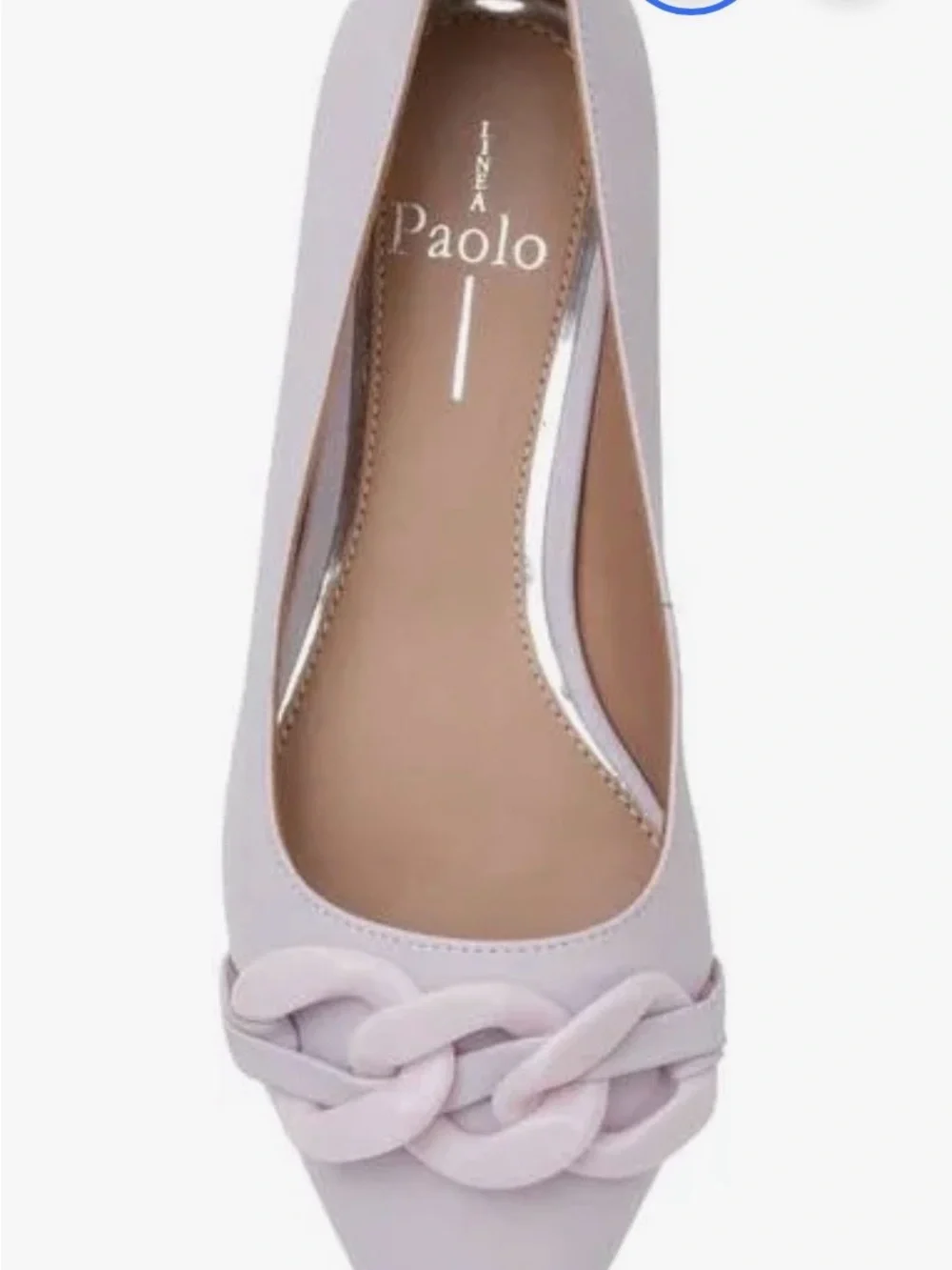 Linea Paulo Pointed Chain-Accent Leather Ballet Flat - lavender